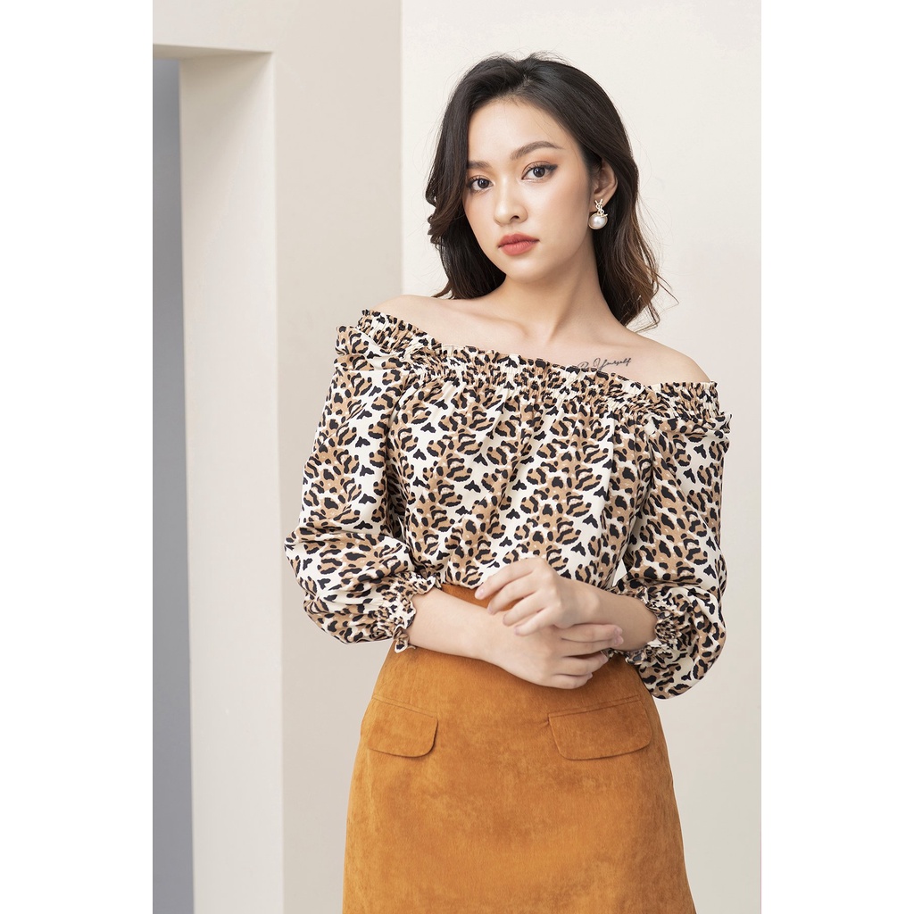 Áo Sơ Mi Trễ Vai Cách Điệu Luperi LFSM1188 Hoa Tiết Xinh xắn