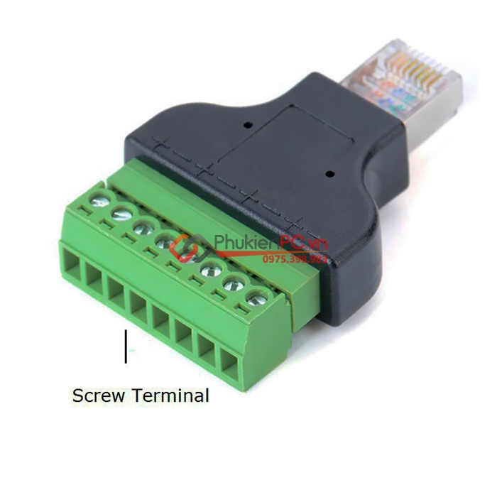 Dây cáp RJ45, đầu giắc 8P8C Terminal Block bắt vít cho thiết bị công nghệp, RS422, RS485, COM