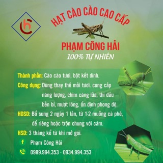HẠT CÀO CÀO THAY THẾ MỒI TƯƠI 100gram