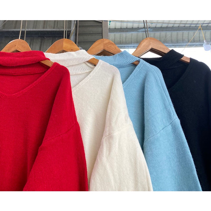 Áo Len Khoét Cổ Mặc Giấu Quần Hàng Quảng Châu M1068-Violet