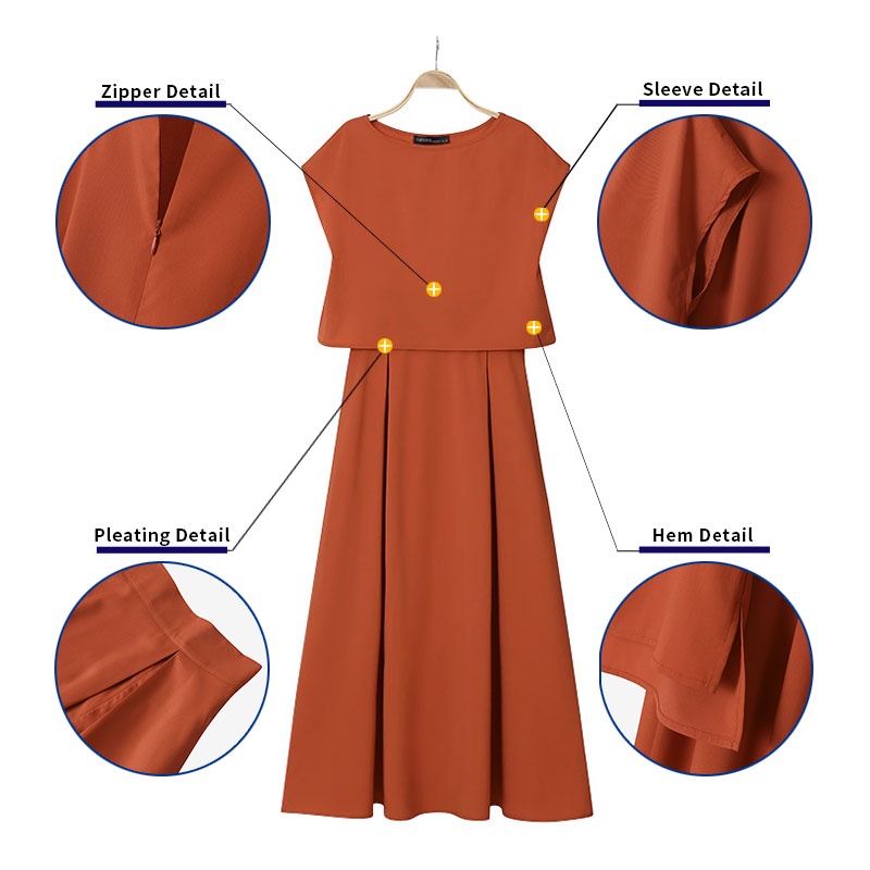 Set 2 món gồm áo tay ngắn màu trơn + chân váy Zanzea dáng chữ A đơn giản phong cách châu âu cho nữ