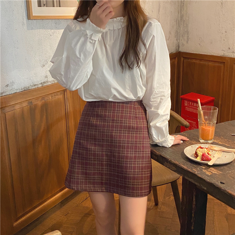 Áo trắng nữ cổ tròn tay dài thanh lịch thời trang 38085