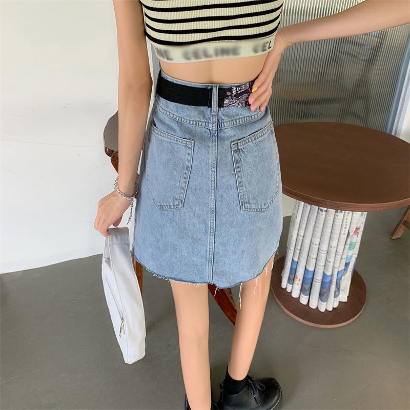 Chân váy jean chữ A lưng cao phong cách Hàn Quốc thời trang | BigBuy360 - bigbuy360.vn