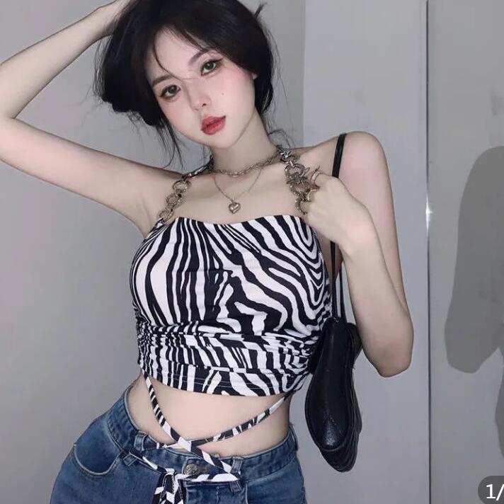 COZOKC COZOK Áo kiểu crop top COZOK cổ yếm không tay thời trang quyến rũ dành cho nữ