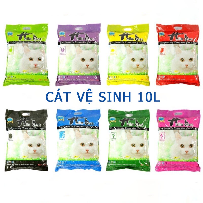 Cát vệ sinh cho mèo 10L Hello Cat, cát đất sét, bentonite sand litter, mikou shop