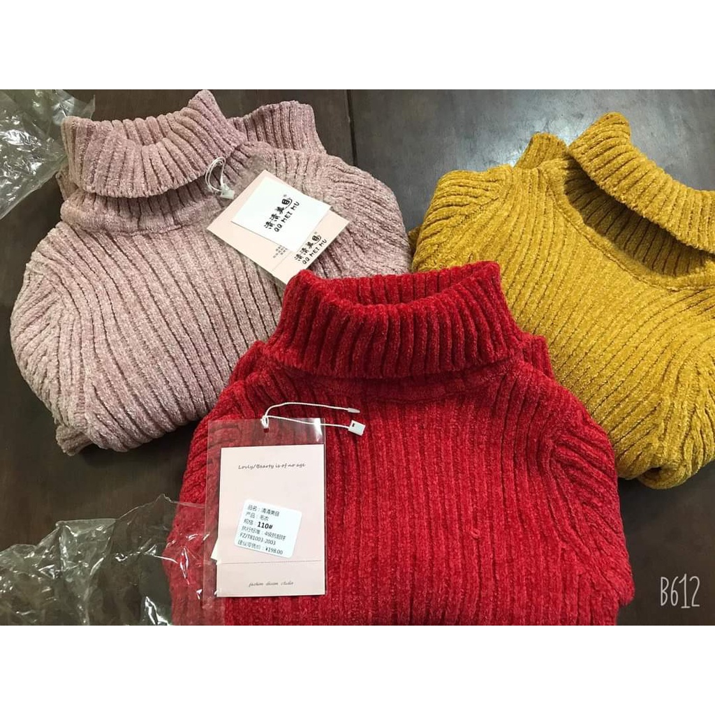 Áo len cho bé Hàn Quốc xuất xịn BINBON KIDS, áo len cao cổ cho bé trai bé gái chất tuyết nhung cực ấm từ 8-20kg