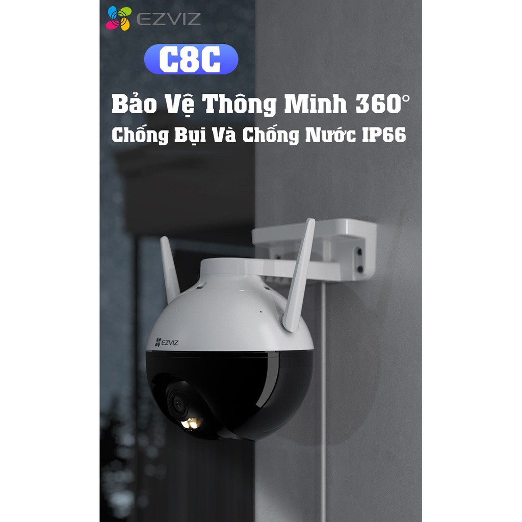 CAMERA EZVIZ C8C ( QUÉT 360 độ, Ngoài trời) có màu ban đêm Color Night Tích Hợp AI CS-C8C - Hàng chính hãng cao cấp