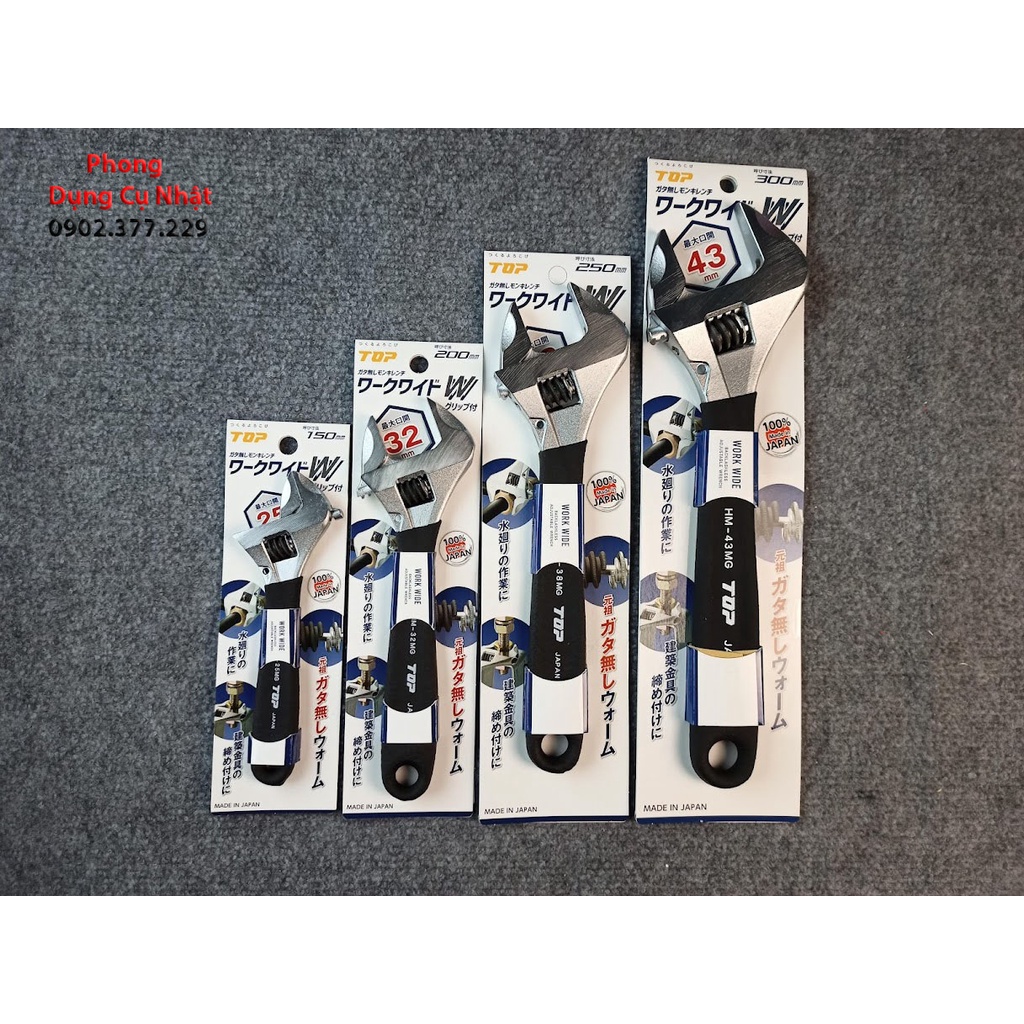 Mỏ lết thường miệng rộng TOP KOGYO HM-25MGBK, HM-32MGBK, HM-38MGBK, HM-43MGBK