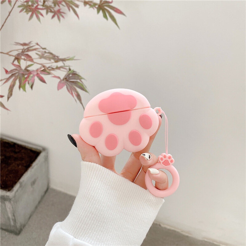 Vỏ Bảo Vệ Hộp Sạc Tai Nghe AirPods 1 2 3 Pro 4 Inpods i12 i12s Pro Bằng Silicon Mềm Hình Chân Mèo Dễ Thương