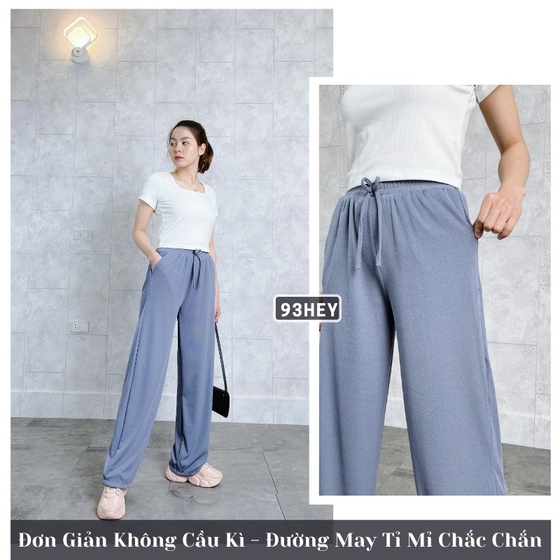 [Mã FAMAYWA giảm 10K đơn 50K] Quần Suông Ống Rộng Lưng Cao Cạp Chun Vải Tăm Culottes Dáng Dài 93HEY QOR04