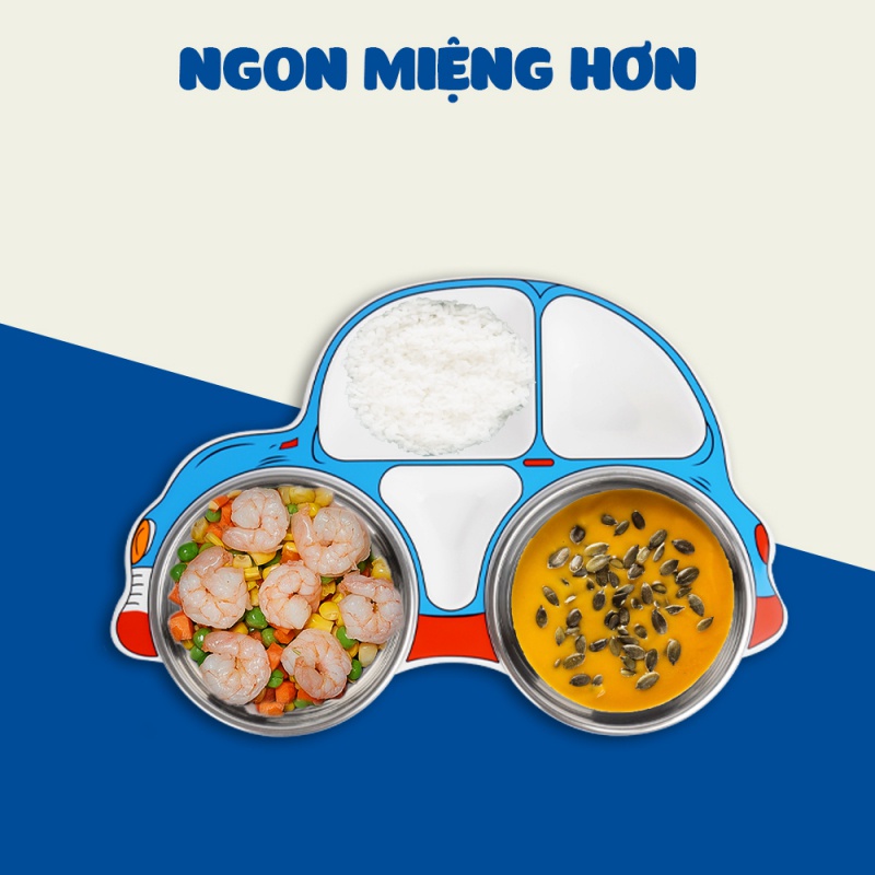 Khay ăn dặm chia ngăn cho bé hình ô tô