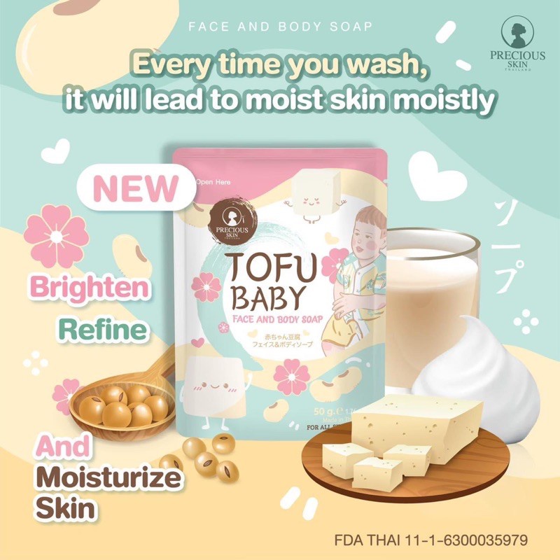 Soap Xà Phòng Đậu Hủ Tắm Mịn, Dưỡng Trắng Da BABY TOFU