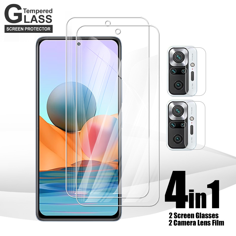 2 Pcs Kính Cường lực + 2 Pcs Bảo Vệ Camera cho Xiaomi Redmi Note 12 Pro+ 5G 12 11 10 9 8 7 Pro 11s 10s 9s 10 2022 10C 12C 10A 9T 9A 9C 8A 13 12 11 Lite 5G NE 12T 11T 10T 9T Pro Poco X5 X4 X3 M4 M3 Pro X3 NFC GT M5s M3 M4 F3 4G 5G