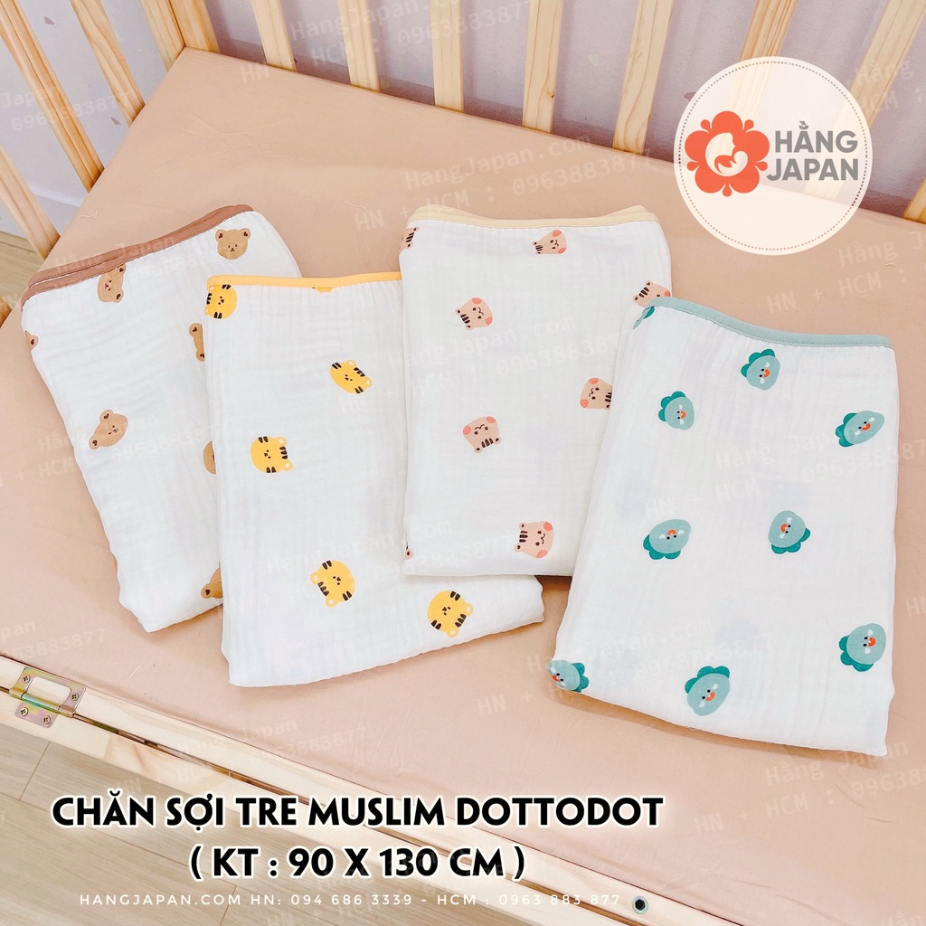 Chăn xô hè sợi tre Dottodot Malolotte in/thêu hoạ tiết cho bé Hàn Quốc