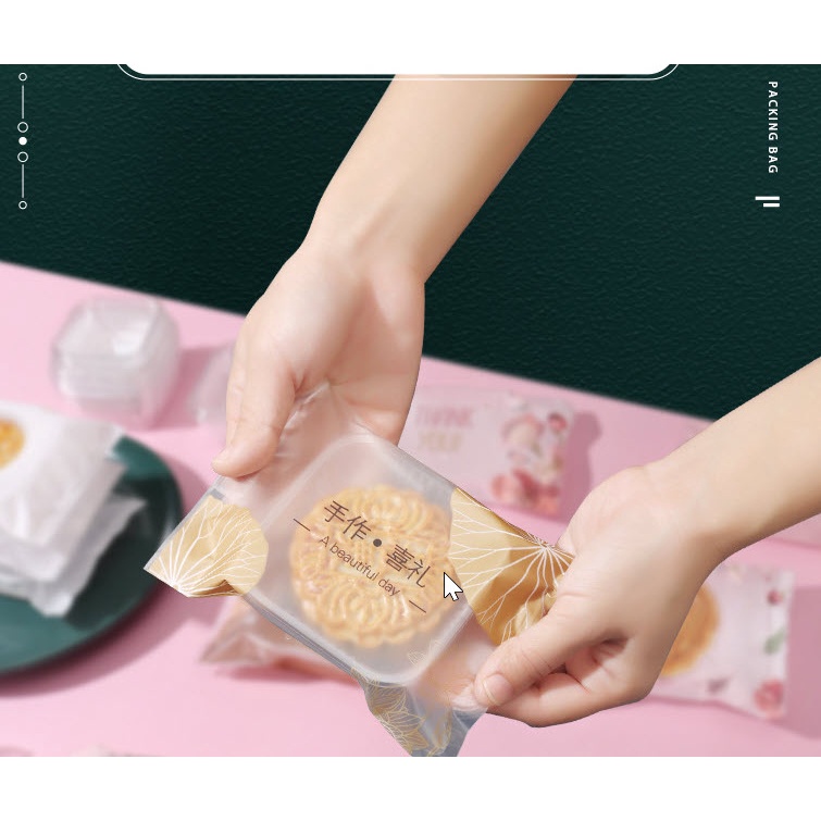 [HCM] Bộ 100 túi đựng bánh in họa tiết dành cho bánh Trung Thu