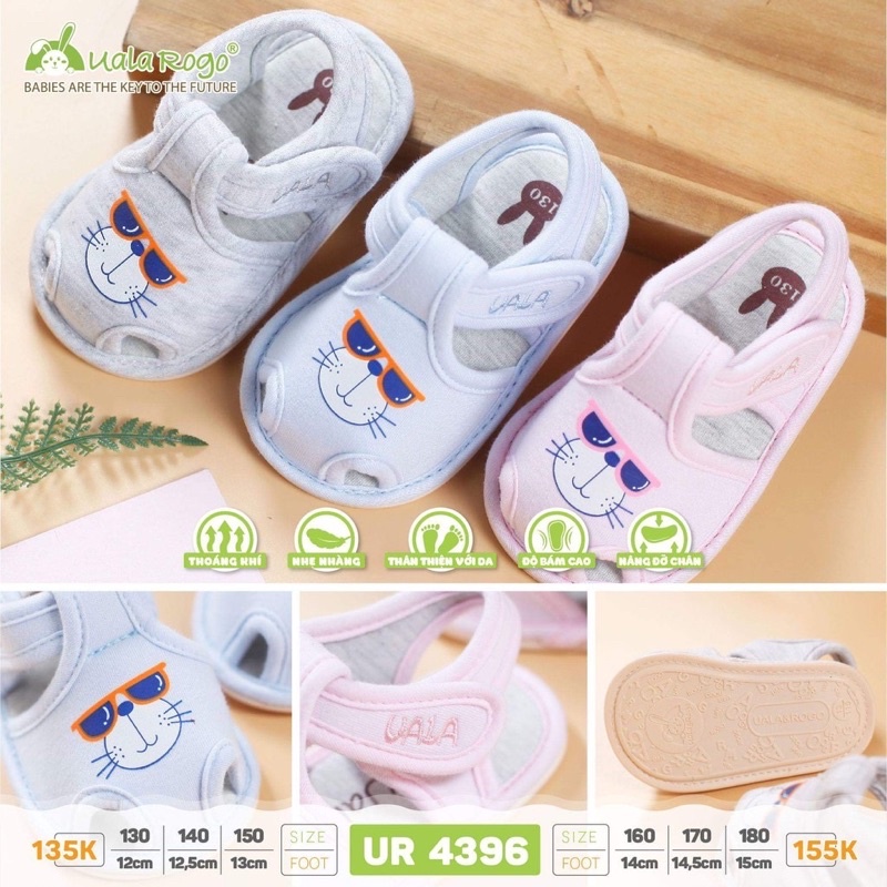 Uala rogo dép tập đi cho bé đế cao su chống chơn trượt