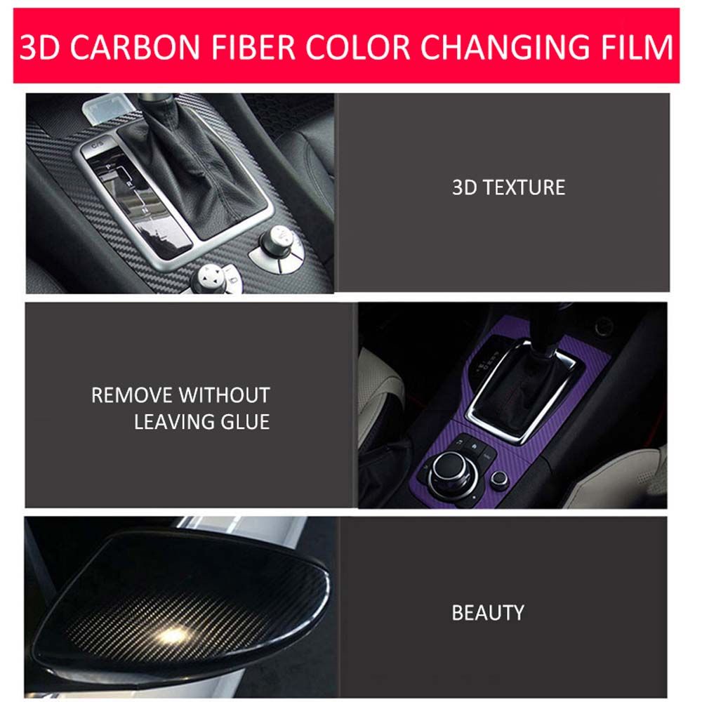 VALENTINE3 127cm*10cm Car Sticker 3D Car Film Carbon fiber film Waterproof Wrap Sheet Roll Film Multicolor Car Styling Interior Vinyl Decal/Multicolor
