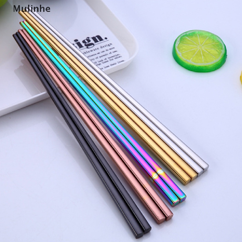 1 Đôi Đũa Chống Trượt Bằng Thép Không Gỉ Màu Bạc