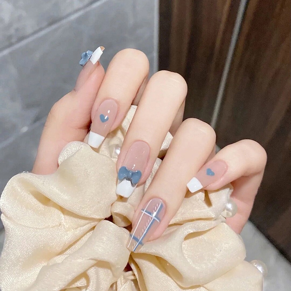 Bộ 24 Móng Tay Giả Trang Trí Đầy Đủ Màu Sắc