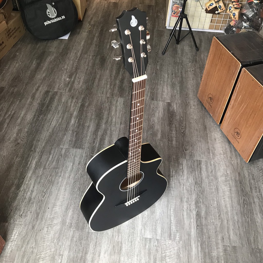 Đàn guitar SV1 acoustic có ty chỉnh - Đàn đen dáng khuyết thông dụng dễ tập - Tặng 6 phụ kiện