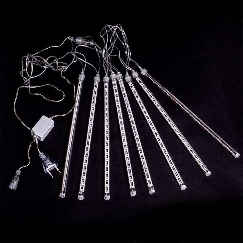 Đèn LED 50cm Mưa Sao Băng 8 Ống Cắm EU Trang Trí Cây Thông Giáng Sinh