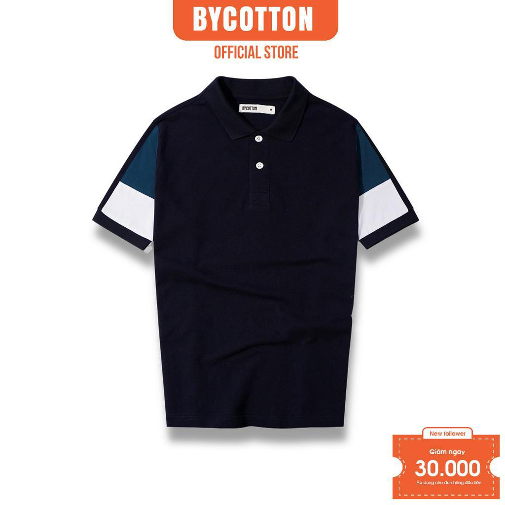 Áo Thun Polo Nam Cổ Bẻ BYCOTTON NAVY BLUE WHITE MIX POLO P221207