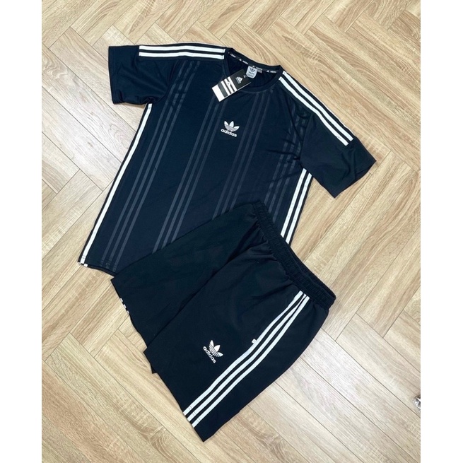 Bộ short nam cộc hè,bộ thể thao nam 3 sọc cổ tròn ép Vân cao tần chất mát, mềm mịn, mặc cực thời trang, chuẩn soái ca