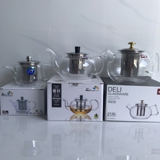 Ấm trà thuỷ tinh cao cấp 300ml-600ml-1000ml kèm phễu lọc trà