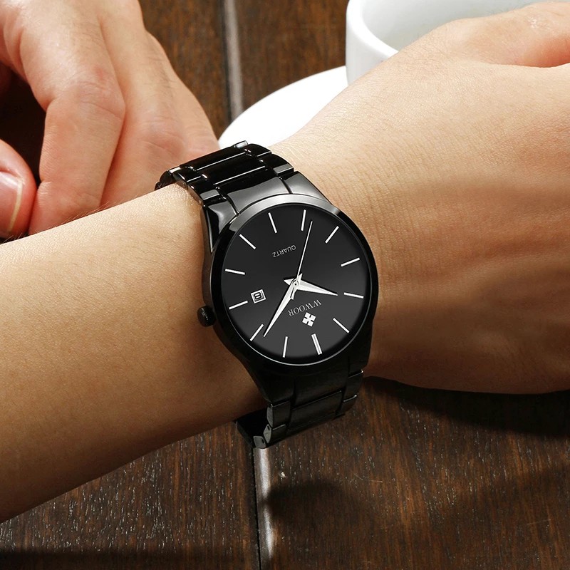 WWOOR Đồng hồ Quartz Analog WWOOR bằng thép không gỉ chống thấm nước kiểu dáng đơn giản dành cho nam 8875