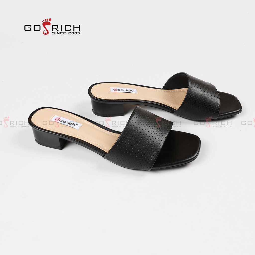 Dép nữ quai ngang GOSRICH G073 thời trang mũi vuông gót trụ 3cm - Hàng Chính hãng bảo hành 6 tháng