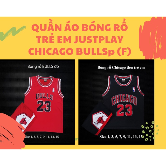 QUẦN ÁO BÓNG RỔ TRẺ EM JUSTPLAY CHICAGO BULLS (F)