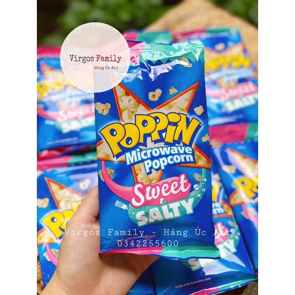 Bắp rang bơ quay lò vi sóng Poppin Microwave Popcorn Sweet Salty Úc