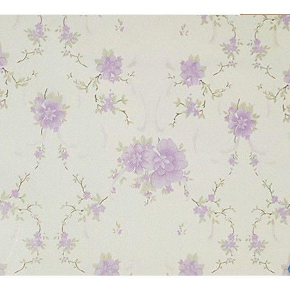 Decal giấy dán tường đóa hồng tím (khổ rộng 0.45m)
