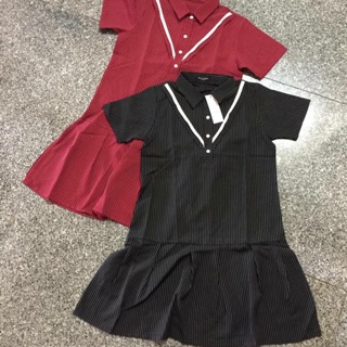 Đầm babydoll đuôi cá sọc chỉ nổi