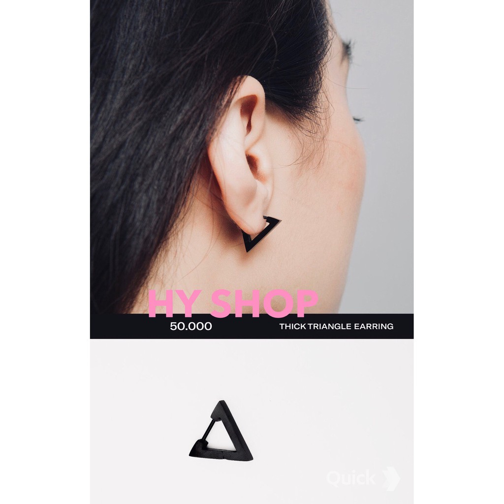 [Mã 44FASHIONSALE1 giảm 10K đơn 50K]bông tai titan tam giác gập không dị ứng