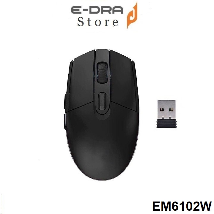 Chuột không dây Edra EM6102W Đen  Wireless , 3200 DPI , BH 24 tháng