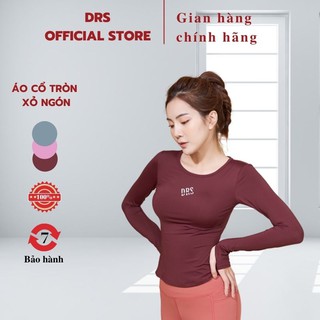 Áo thun thể thao dài tay DRN48, áo tập gym nữ DRS dài tay cổ tròn, ôm body hiện đại, năng động