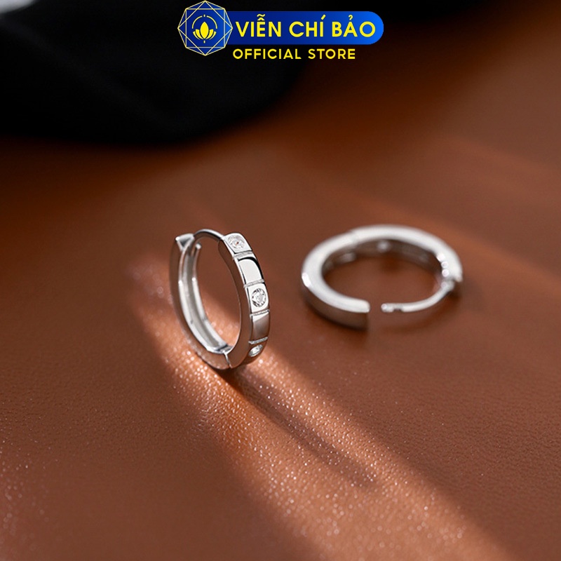 Bông tai tròn đính đá chất liệu bạc Thái 925 thời trang phụ kiện trang sức Viễn Chí Bảo B000351