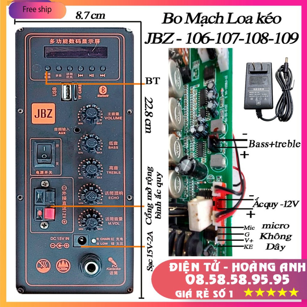 Bo mạch loa keo JBZ 106-107-108-109 + 0806 - 1006 - 1206 hàng chính hãng jbz
