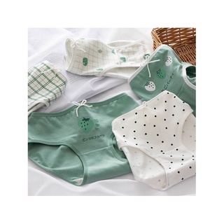 Block 5 cái -quần cotton hình họa trái dâu xanh lá