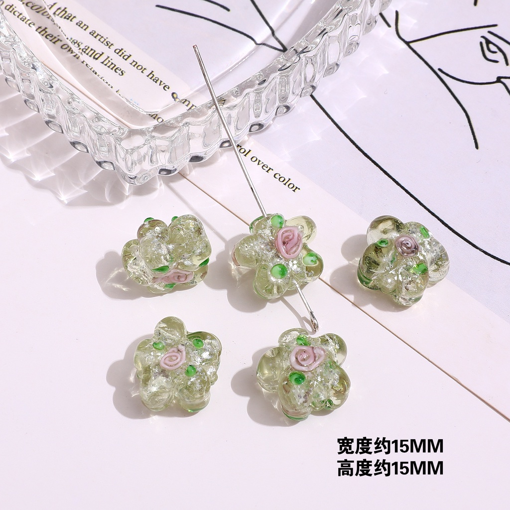 Hạt xâu hình hoa màu hồng/bạc bóng cổ điển độc đáo làm trang sức vòng tay/vòng cổ/hoa tai thủ công DIY