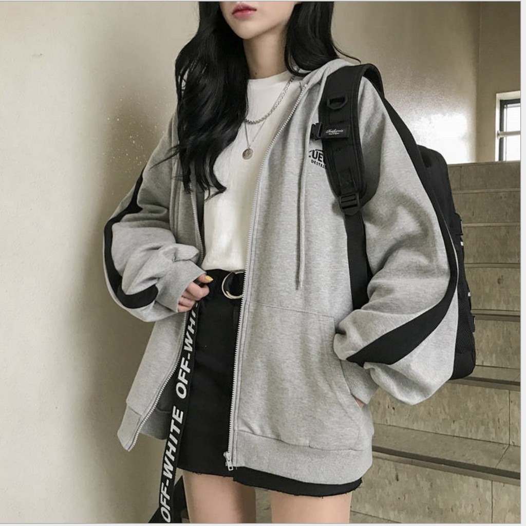 🚛 [FREESHIP] Áo Khoác Nỉ Black Stripe Unisex  🌸 Hoodie xám kẻ sọc đen thể thao form rộng bigsize nam nữ Ulzzang HOT 🌸 | BigBuy360 - bigbuy360.vn