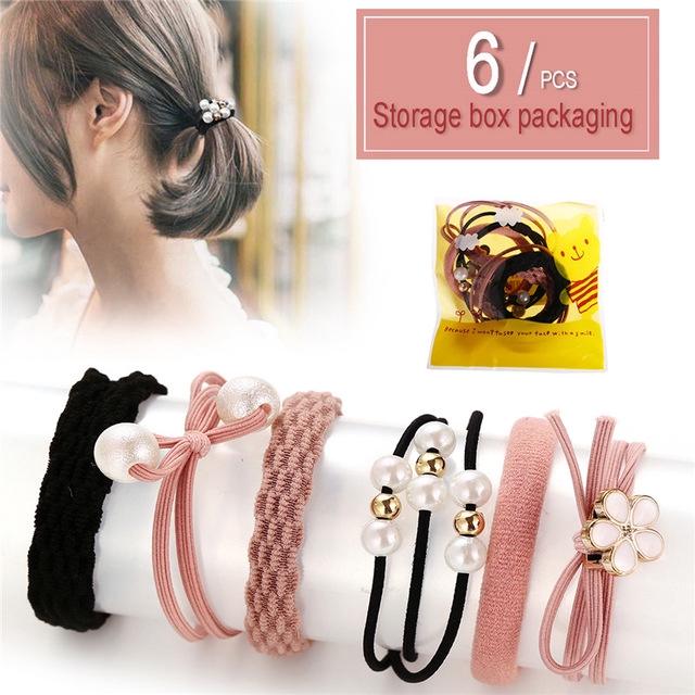 Set Dây Buộc Tóc Đính Ngọc Trai Nhân Tạo Và Bông Hoa Thời Trang Cho Nữ