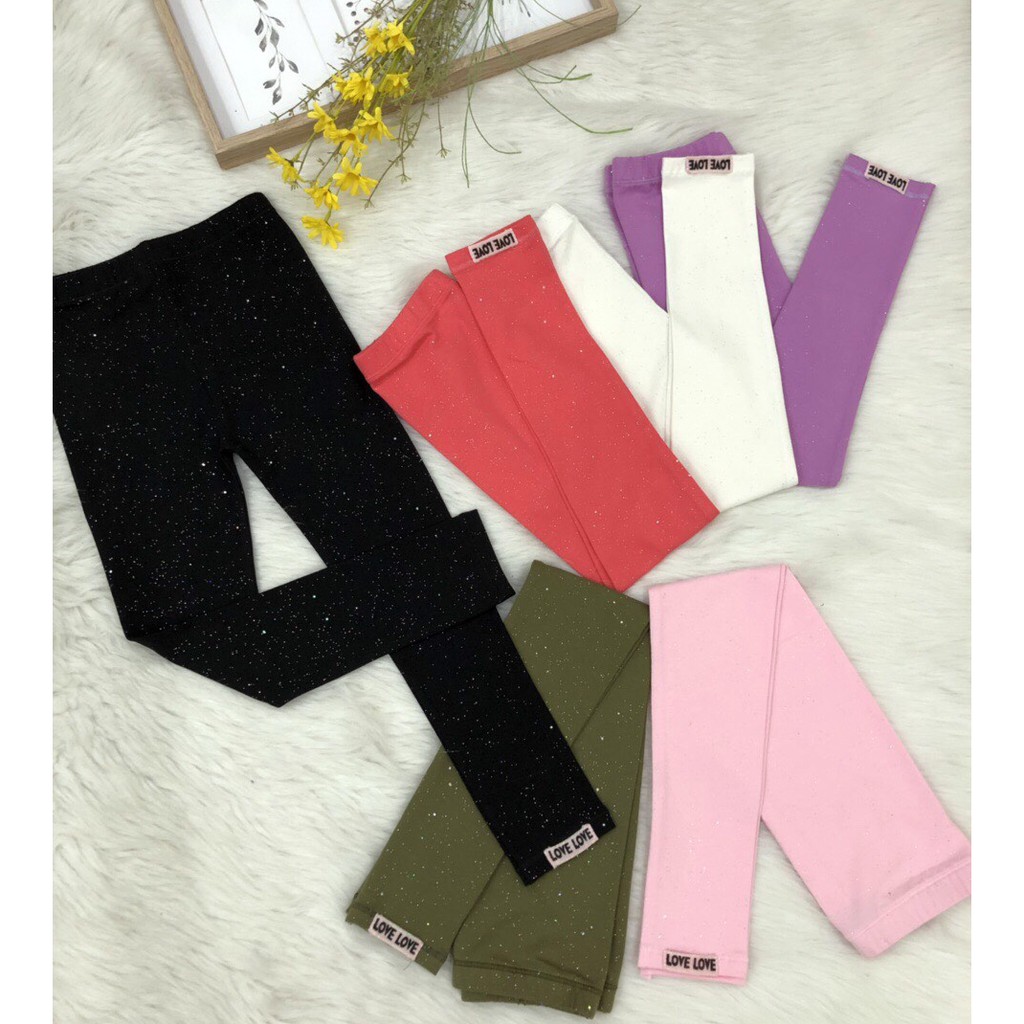 Quần legging dài bé gái thun kim tuyến từ 24kg đến 35kg