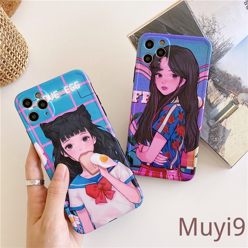 Ốp điện thoại mềm họa tiết hoạt hình cô gái Nhật Bản độc đáo cho iPhone12 11PROMAX X XSMAX XR I8/SE2 Iphone7plus | BigBuy360 - bigbuy360.vn