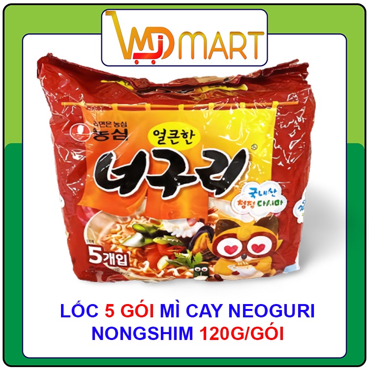 Lốc 5 gói Mì Nongshim Neoguri vị cay Hàn quốc 120g/gói