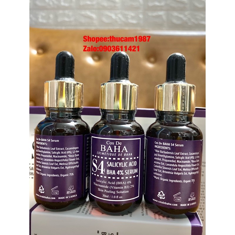 serum  Cos De BAHA Salicylic Acid BHA 4% ngừa mụn ẩn, mụn trứng cá, thu nhỏ lỗ chân lông 30ml.