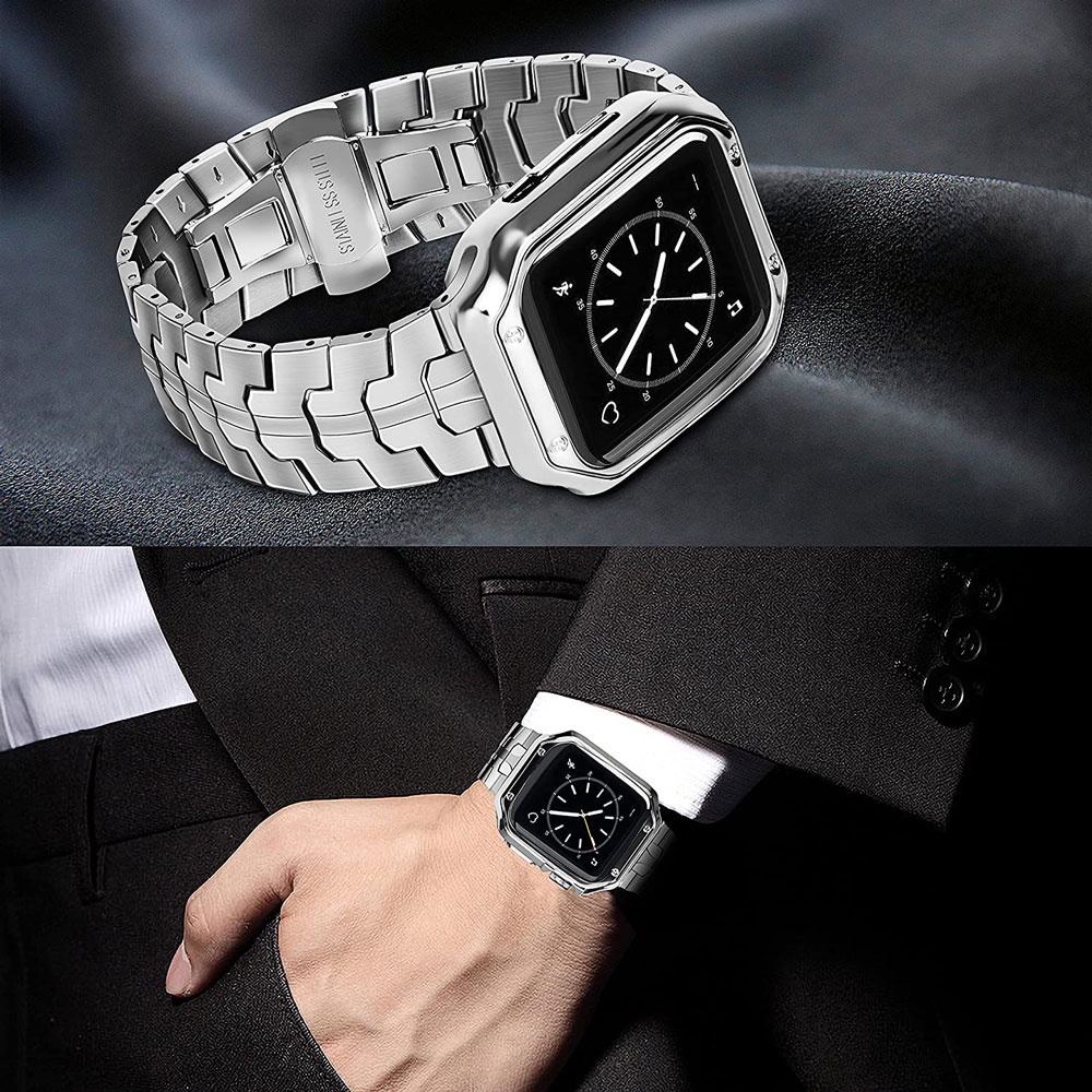 Dây Đeo Bằng Thép Không Gỉ Nâng Cấp Cho iWatch Series 7 6 54 32 1 45 / 44 / 42mm 41 / 40 / 38mm