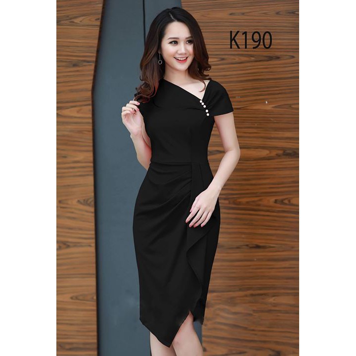 Đầm Ôm Body Cổ Chéo K190 - Elise House (Hàng may thiết kế ,ảnh thật shop tự chụp)