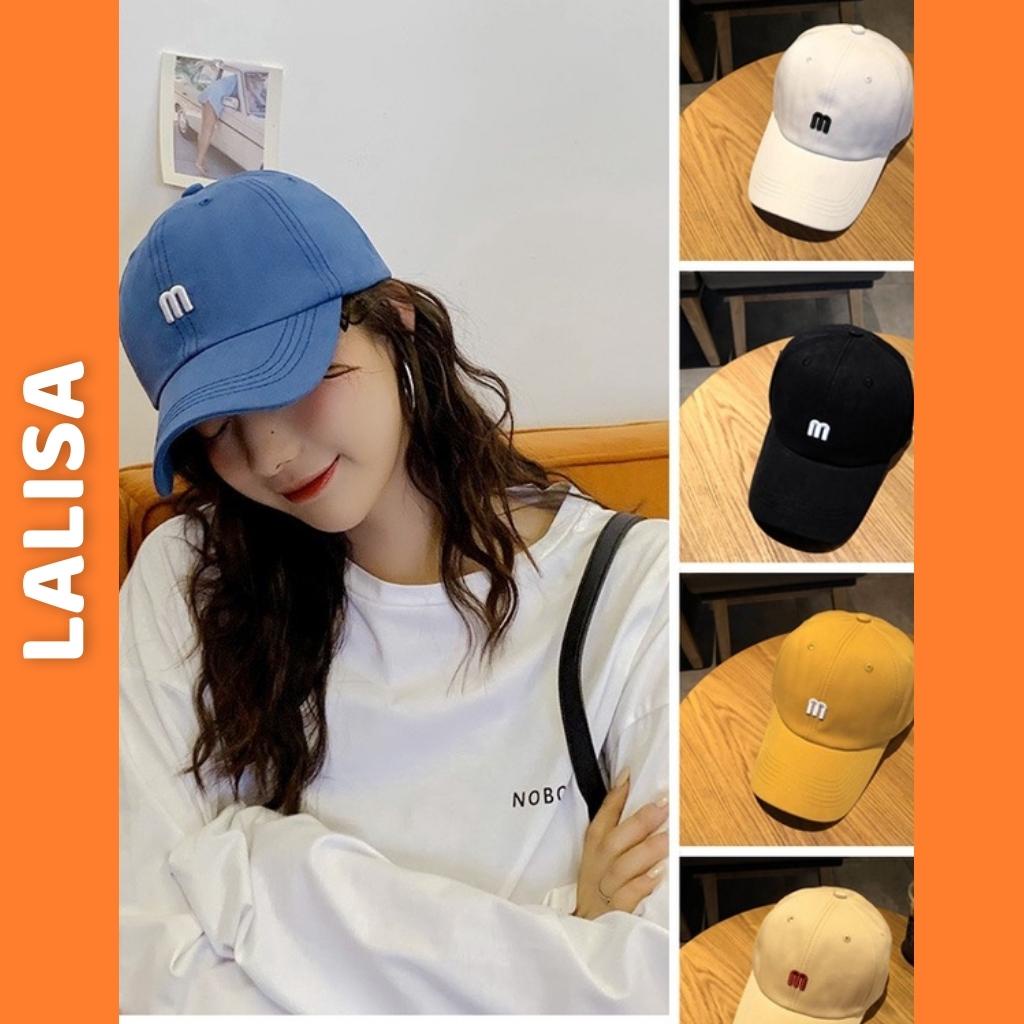 Mũ Lưỡi Trai M LALISA Nón Kết Nhung Thêu Chữ M Phong Cách Ulzzang Form Unisex Nam Nữ NO007